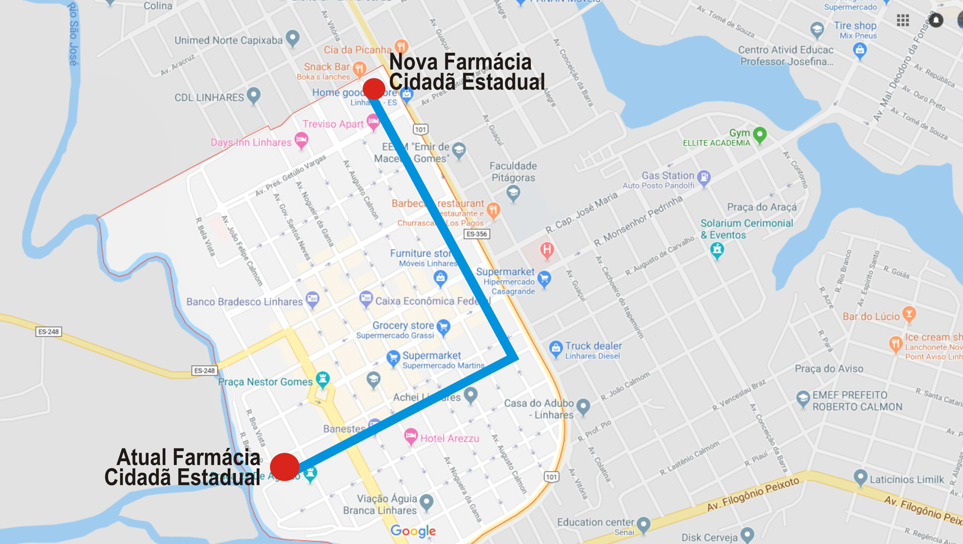 mapa mudanca endereço Linhares SITE